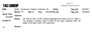12VTF 7.2K 865 ELEC 9/16;STUDS W/EZ LUBE, PER TAG#D5302885, HF=94", OB=75.50, INBOARD, HIGH PROFILE, 22.5 UP